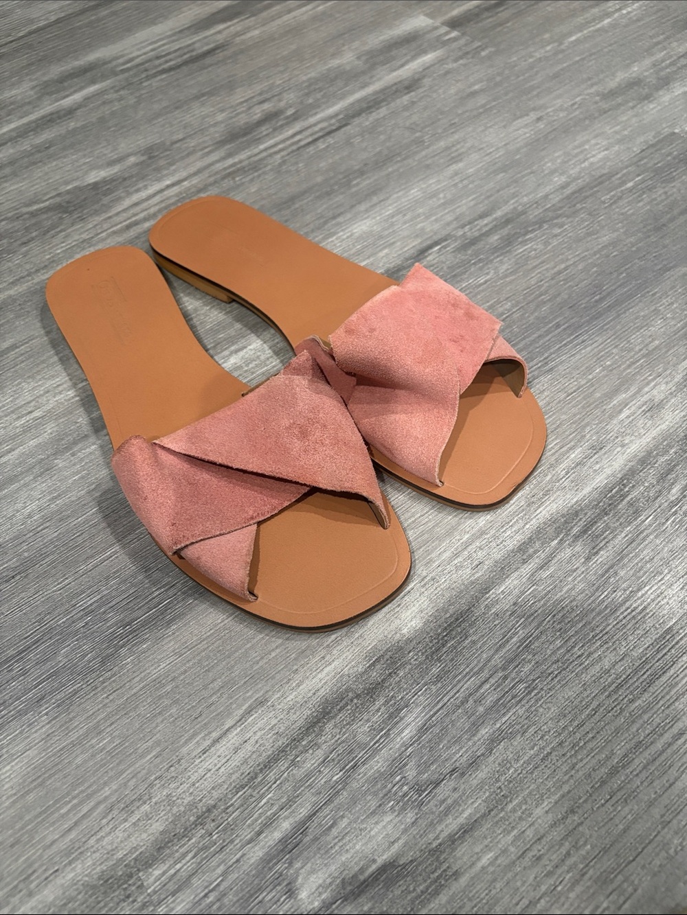 ASOS Pink Suede Crossover Slide Sandals. Never worn!
